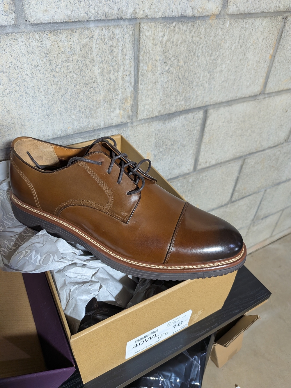 Johnson & Murphy Leather Cap-Toe Derby Dress Shoes